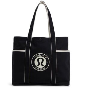 NWT LULULEMON DAILY MULTI-POCKET CANVAS TOTE BAG 20L  (LOGO) Black/White